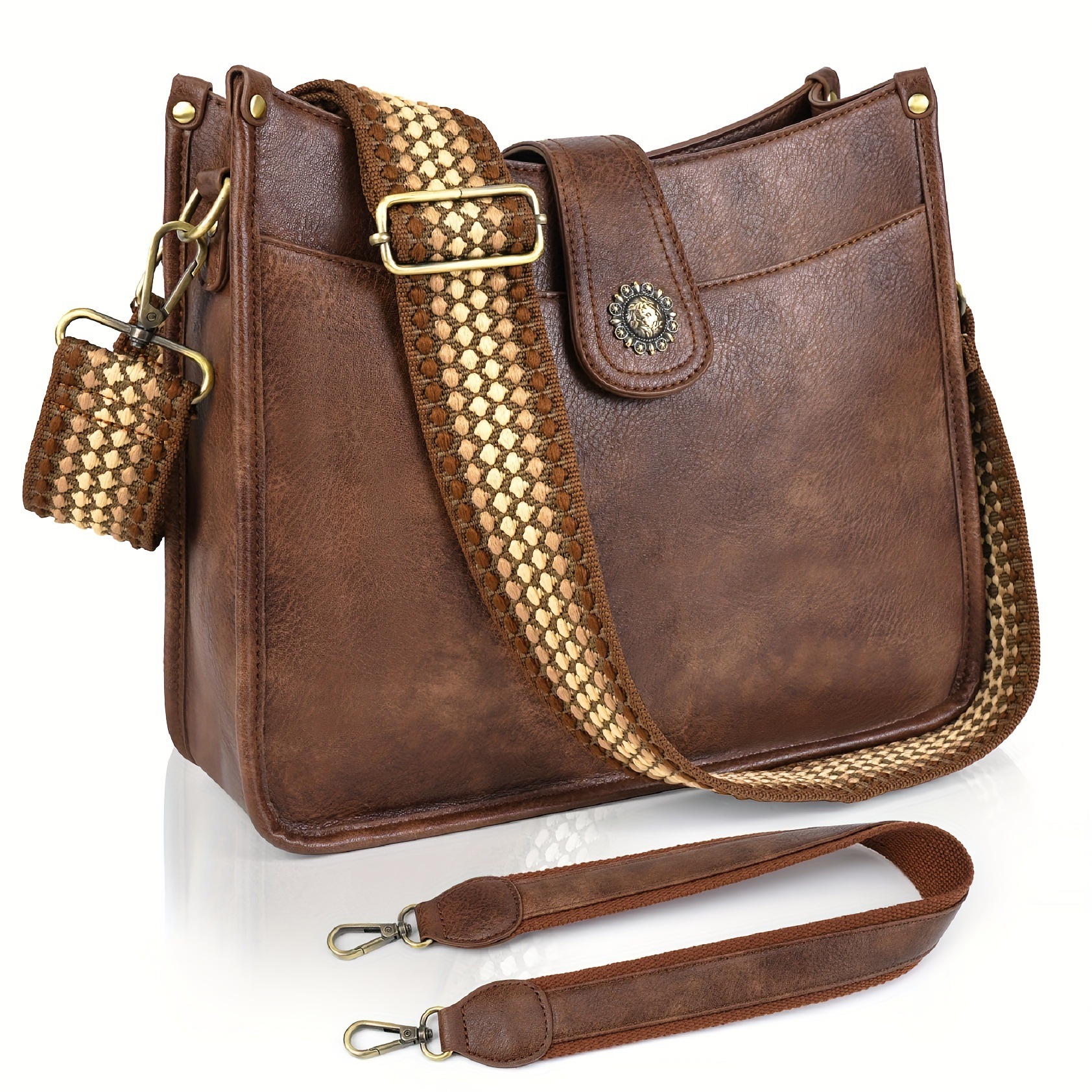 Designer single-shoulder bag and crossbody bag women Versatile Unisex Retro Style Crossbody Bag PU Leather