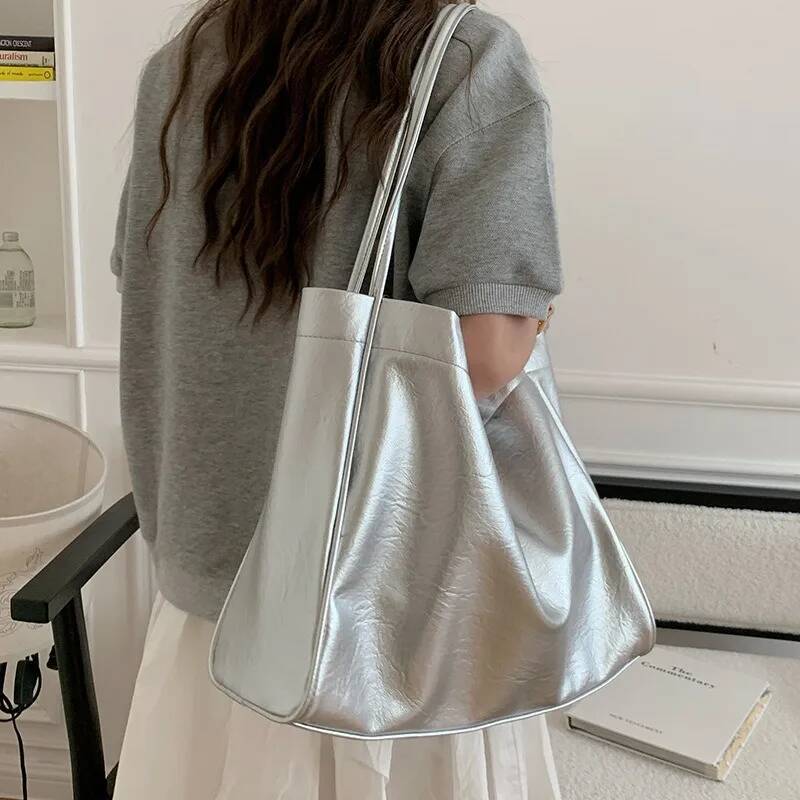 Casual large capacity totes Commuting designer women shoulder bags soft pu leather lady purses and handbags big sier