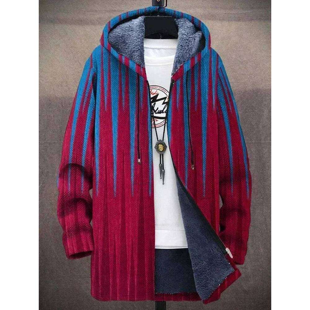 Men Cardigans Coats Gradient Art Colorful Graphics Printed Fleece Plush Thick Winter Casual Streetwear Unisex Clothing