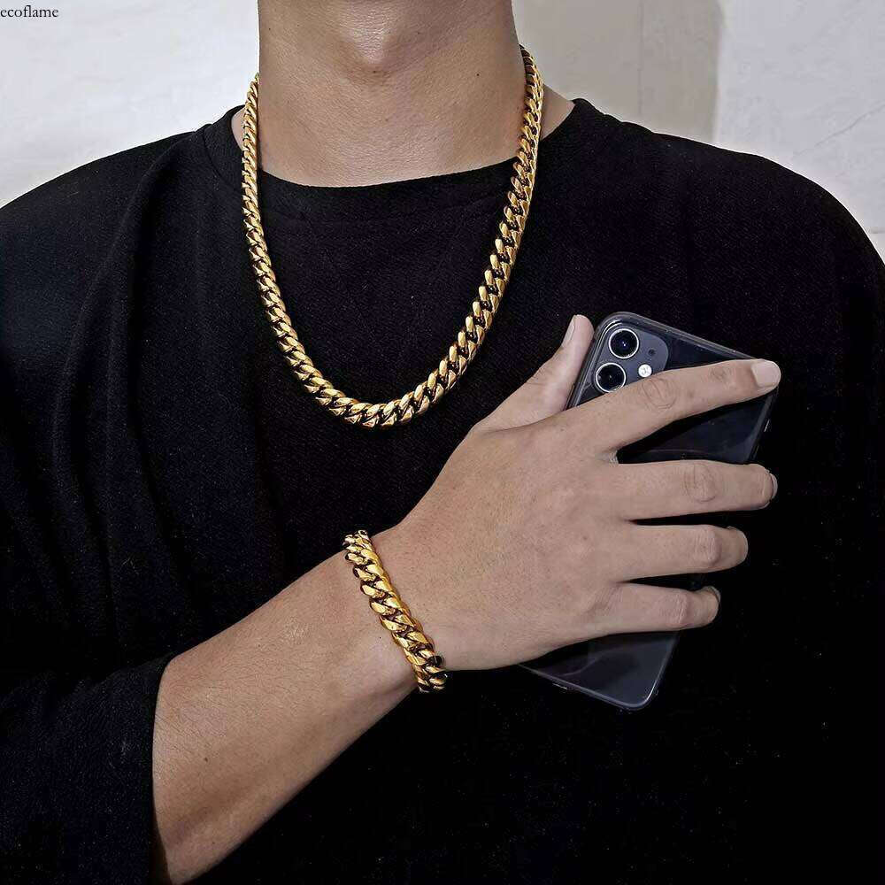 NUOYA Link Chain for Men Hand Chains Waterproof Stainless Steel Miami Cuban Bracelet Fine Jewelry