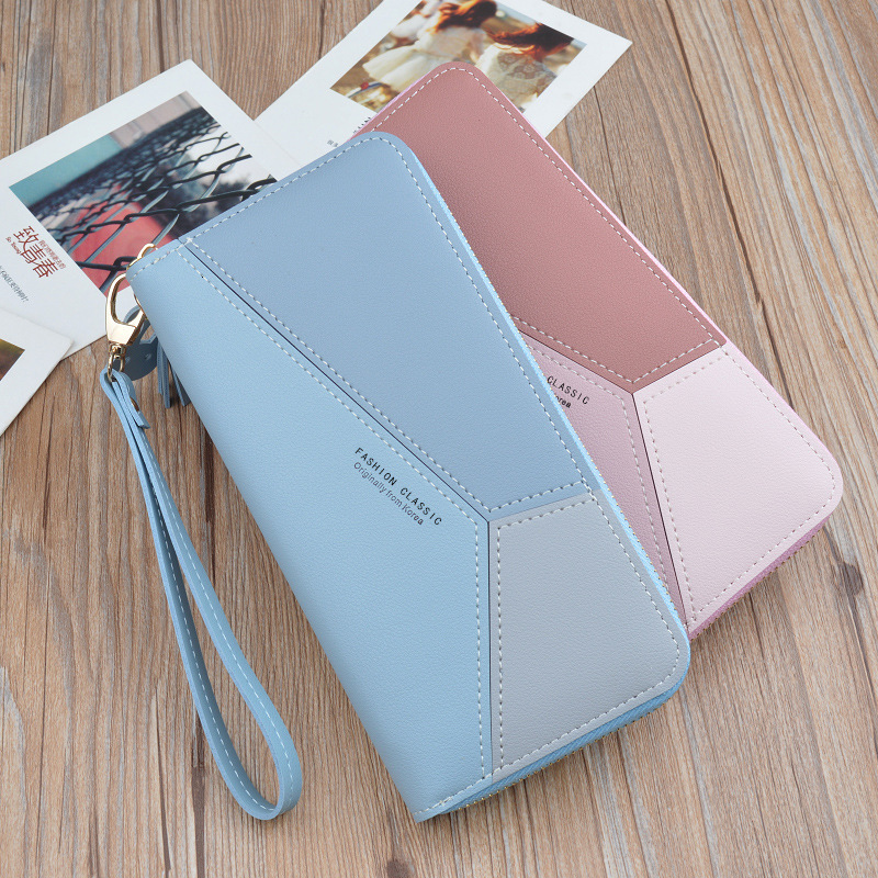 New Women's Wallet Long Clutch Bag Luxury Bag Korean And Japanese Fashion Color-block Zipper Designer Bag Tassel Large Capacity Wallet Phone Bag