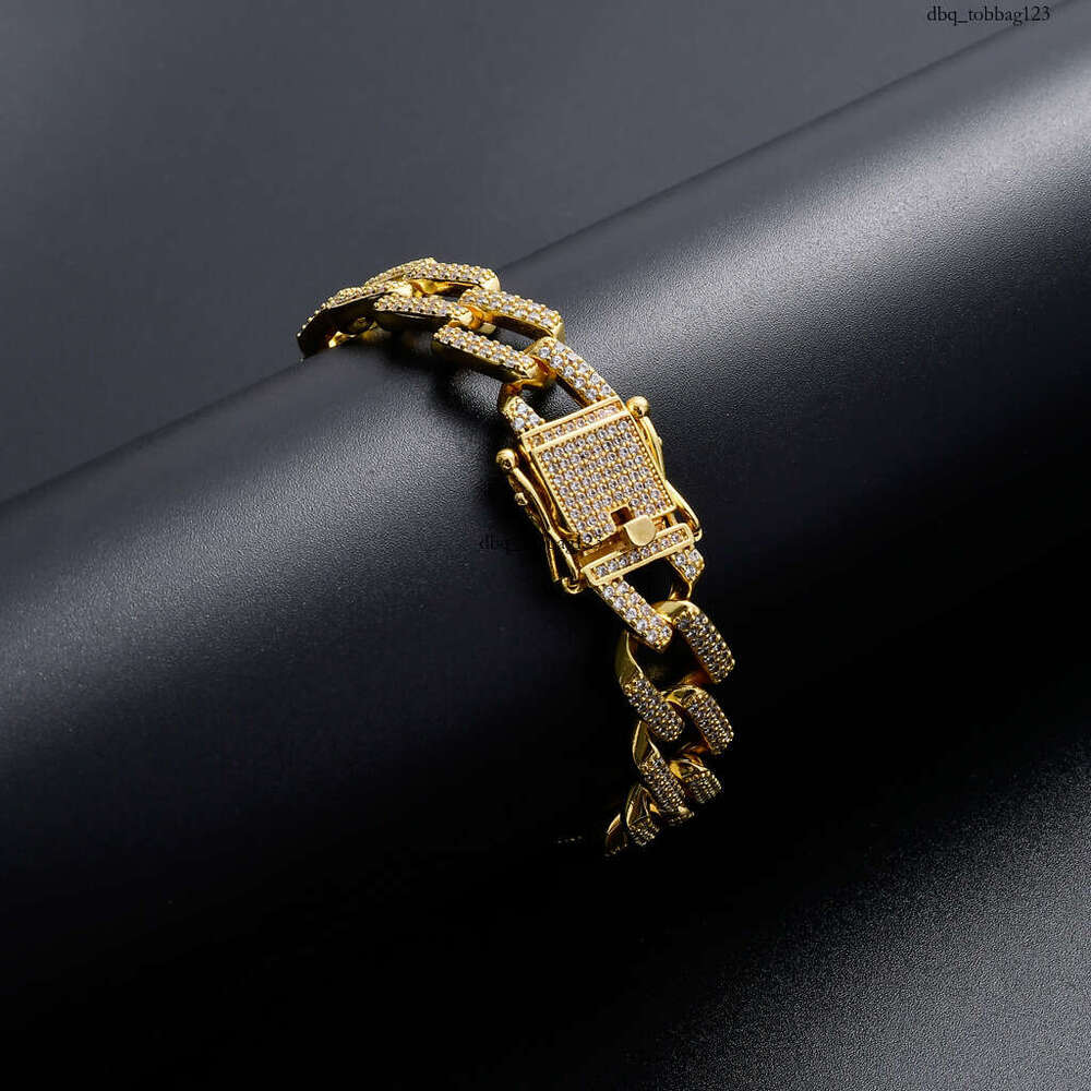 14mm Bar Miami Cuban Chain Full Zircon Men's Bracelet