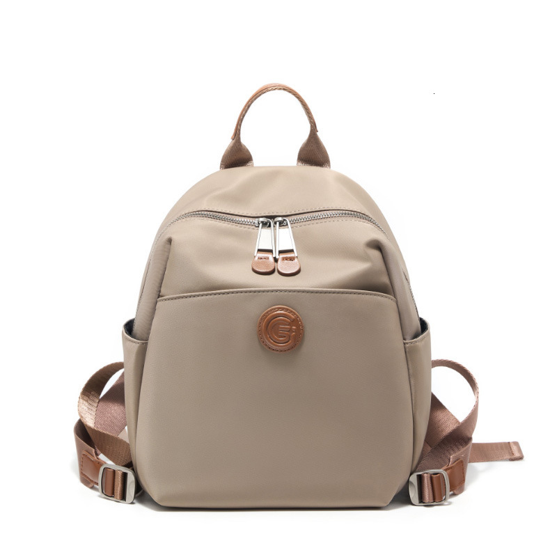Oxford Cloth With Leather Multi-Compartment Storage Backpack Commuter Large Capacity Water-Resistant Versatile Lightweight Women's Bag