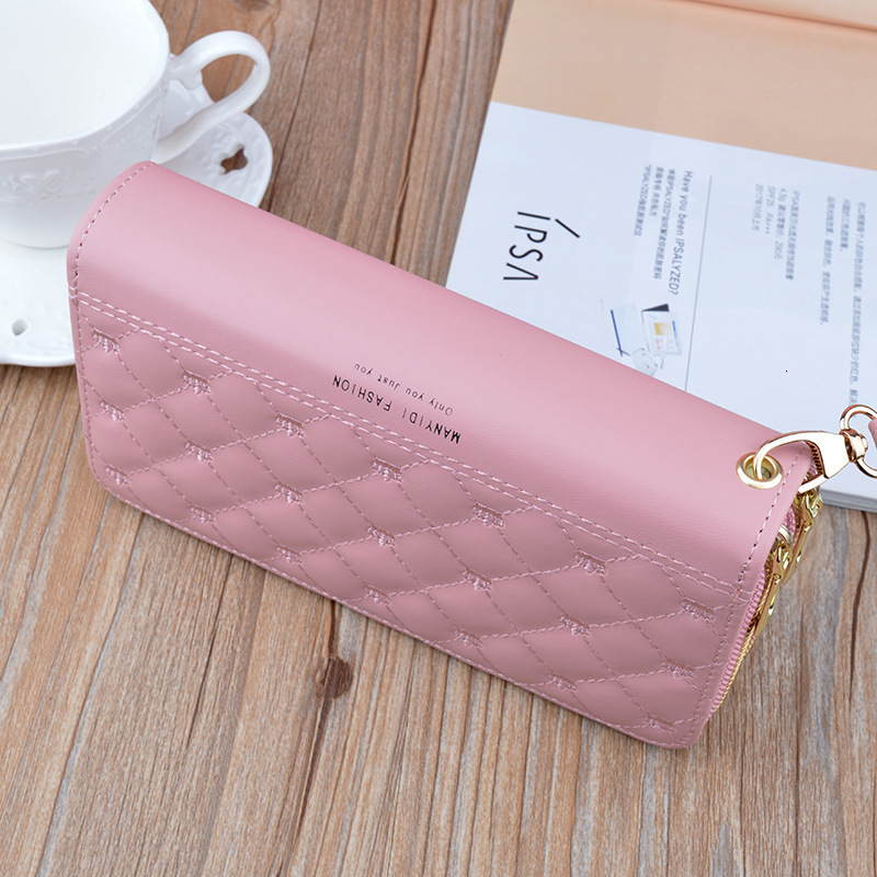 Women's Wallet Long Double Zipper Clutch Bag Soft Leather Wallet Quilted Luxury Bag Crown Designer Bag Large Capacity Double Layer Wallet