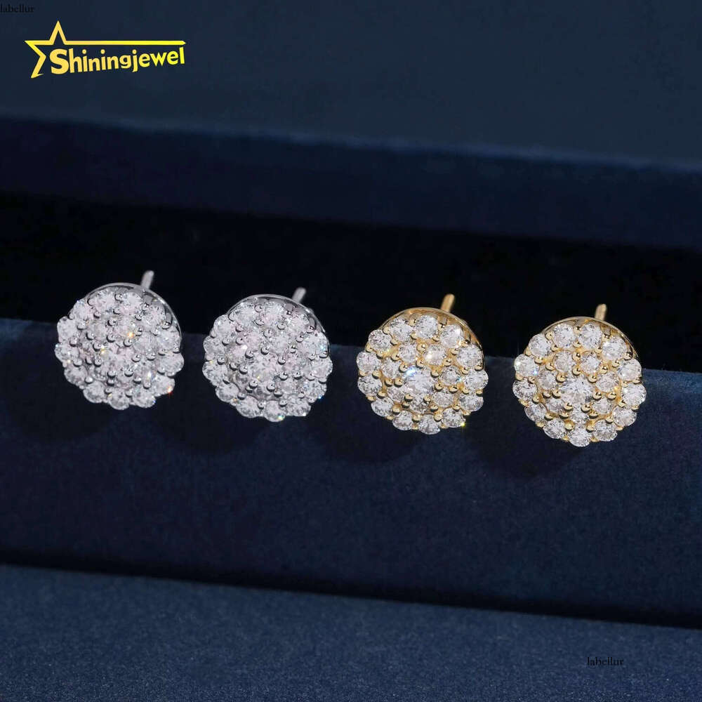 Jewelry 11mm Hip Hop Sier Iced Out Lab Dia Stud Earrings Certificate
