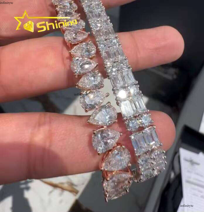 Fashion Jewelry Pear Shape High-Quality D Color VVS Hip-Hop Sier Silicon Stone Bracelet
