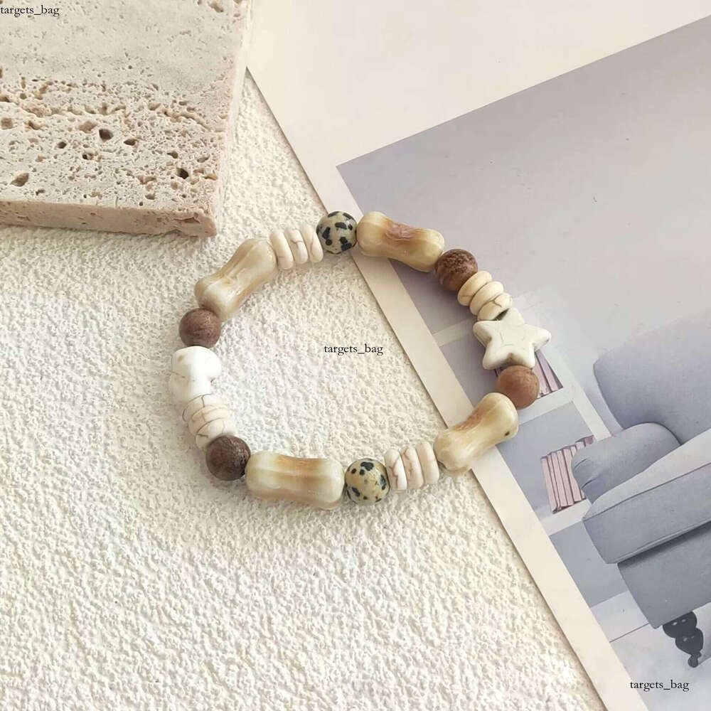 National New Chinese Handmade Woven Dog Bone Ceramic Bracelet for Women Ethnic Style Couple Niche Hand Jewelry