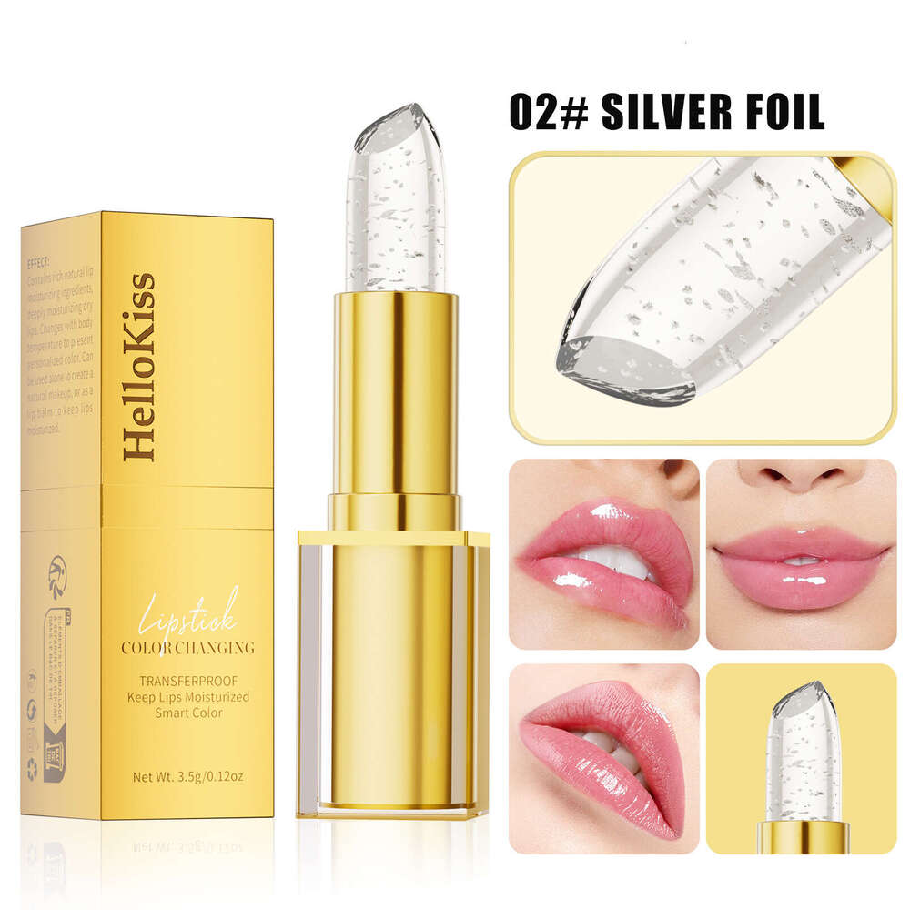 HelloKiss Moisturizing Care Gold Foil Color Lipstick Gentle Nourishing Fade Lines Temperature Changing Lip Balm Free shipping