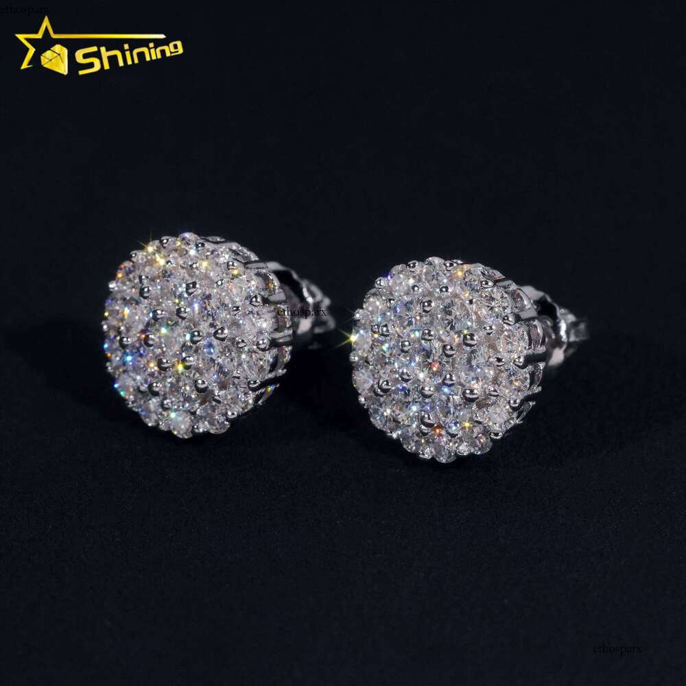 Pass Tester GRA Certified Stocks VVS Dia Fully Iced Out Sier Jewelry Moissanite Stud Earrings