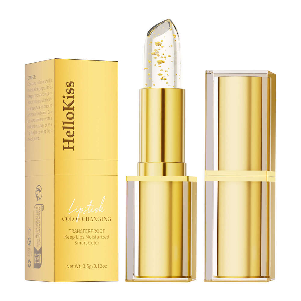 HelloKiss Moisturizing Care Gold Foil Color Lipstick Gentle Nourishing Fade Lines Temperature Changing Lip Balm Free shipping