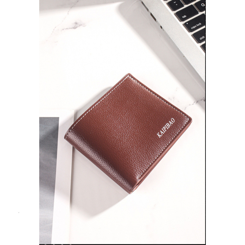 Cross-border Simple Short Men's High-end Wallet Ultra-light Soft Luxury Bag Leather Korean Style Lychee Pattern Wallet