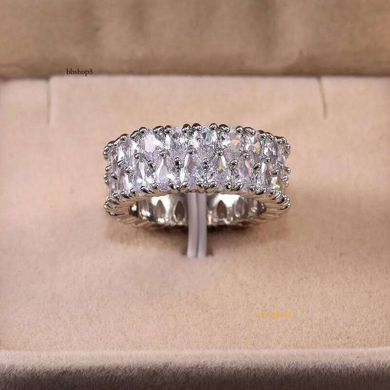 Moissanite Dia Gemstone Wedding For Women Men Inlay CZ Zircon Lovers Engagement Rings Party Gifts Fine Jewelry
