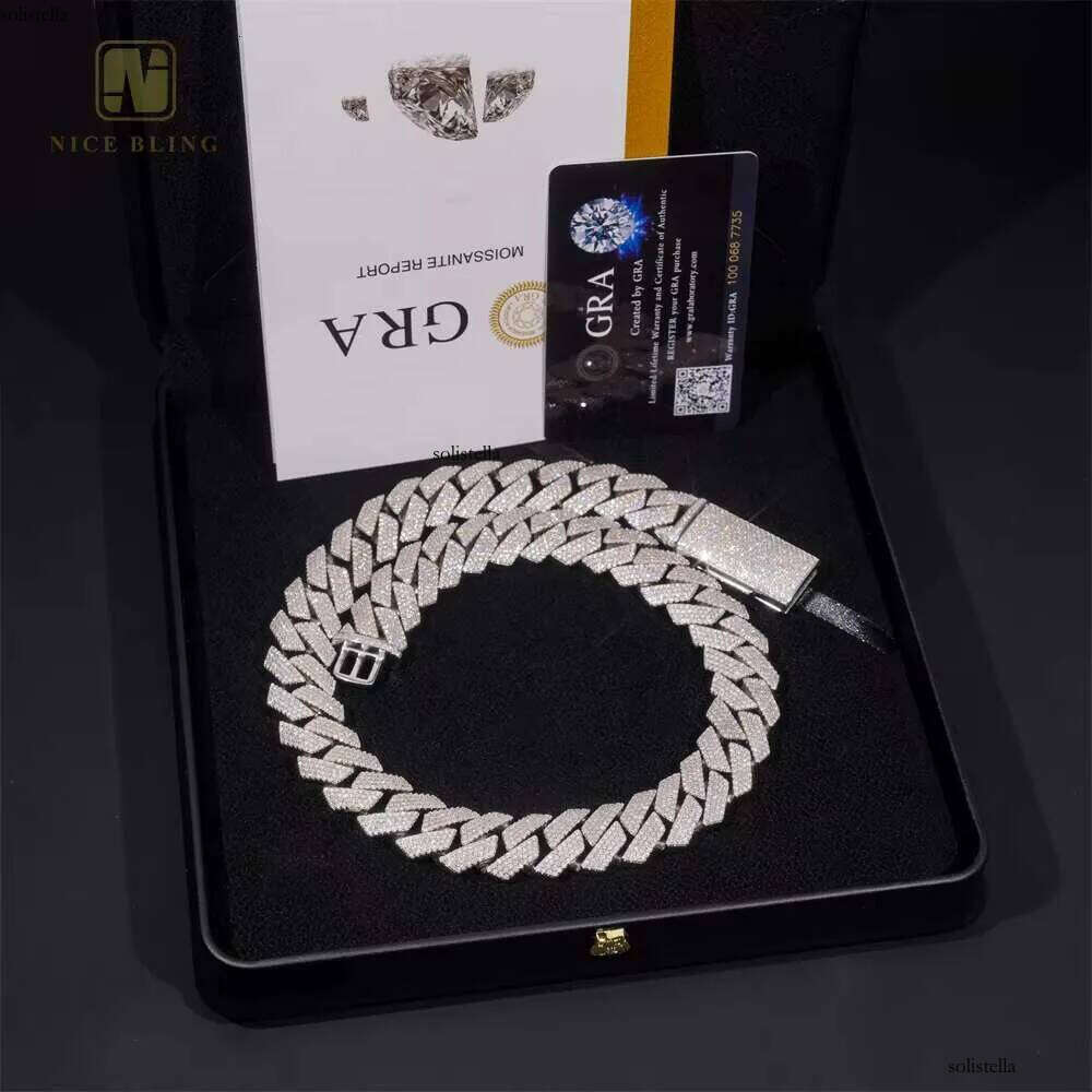 Pass Tester Sterling Sier18mm Custom Iced Out Hip Hop Jewelry VVS Moissanite Dia Cuban Link Chain Necklace