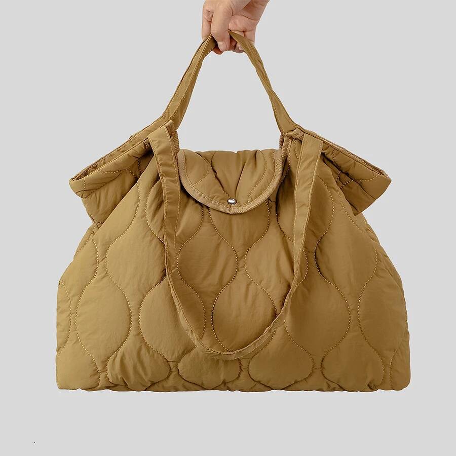 Casual Large Capacity Quilted Tote Bag Padded Women Handbags Nylon Down Cotton Shoulder Bags Big Winter Shopper Purses