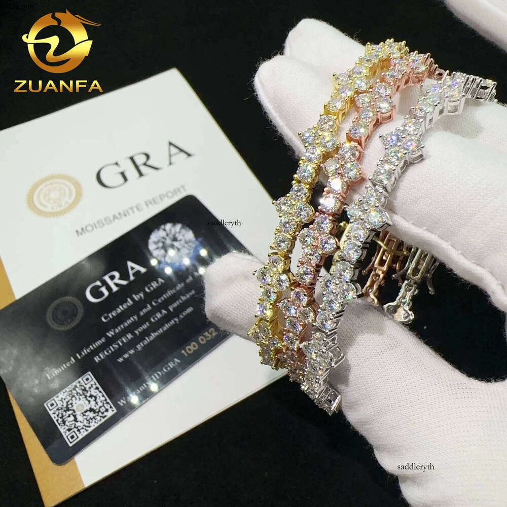 Hot Selling Sterling Sier Lab Dia Iced Out Vvs Moissanite Hip Hop Jewelry Tennis Chain Bracelet ac 53