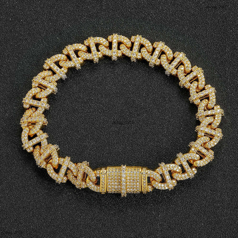 Hip-Hop New 10mm Wide Cuban Chain Personality Trendy Geometric Shape Men's Bracelet Accessory