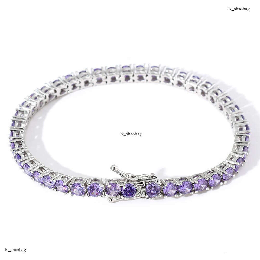 Chain 4mm Purple Row Moissanite chain Tennis Hip-Hop Necklace tennis chain