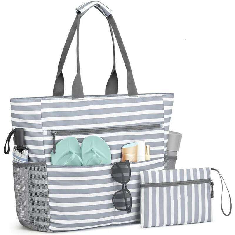1pcs Beach Tote Waterproof Foldable Large Capacity Lightweight Portable Travel Storage Bag for Outdoor Swimming Vacation