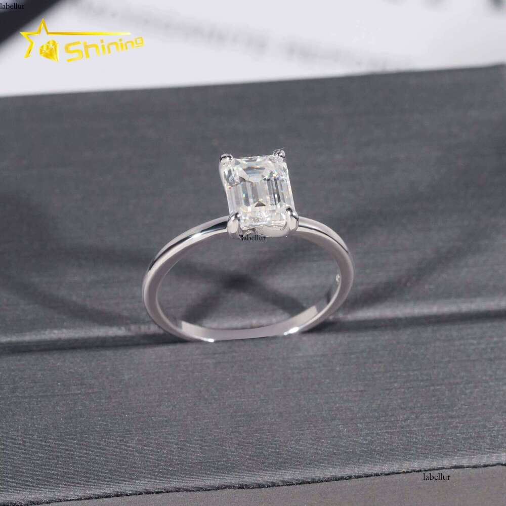 Pure Silver VVS Engagement for Women 2CT Rhodium Plated Gold with Inlaid Gemstone Women's Ring