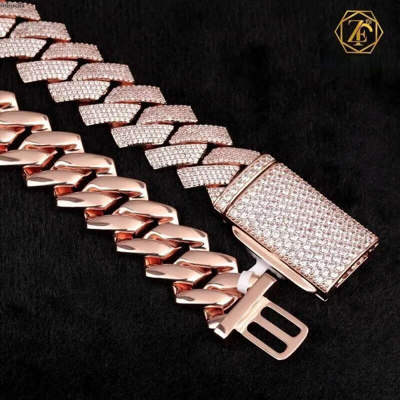 Factory Hip Hop Thick 3row 15mm Vvs Moissanite Dia Link Chain Men Oem Sier Iced Out Cuban Bracelet Necklace