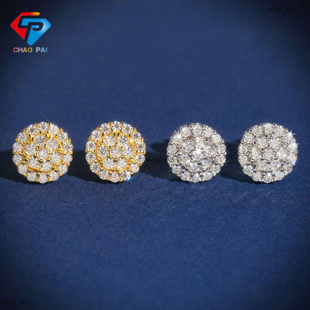 Premium Selection Flower 10.6mm Round Moissanite Stud Couple Style Personality Fashion Earrings Jewelry Now