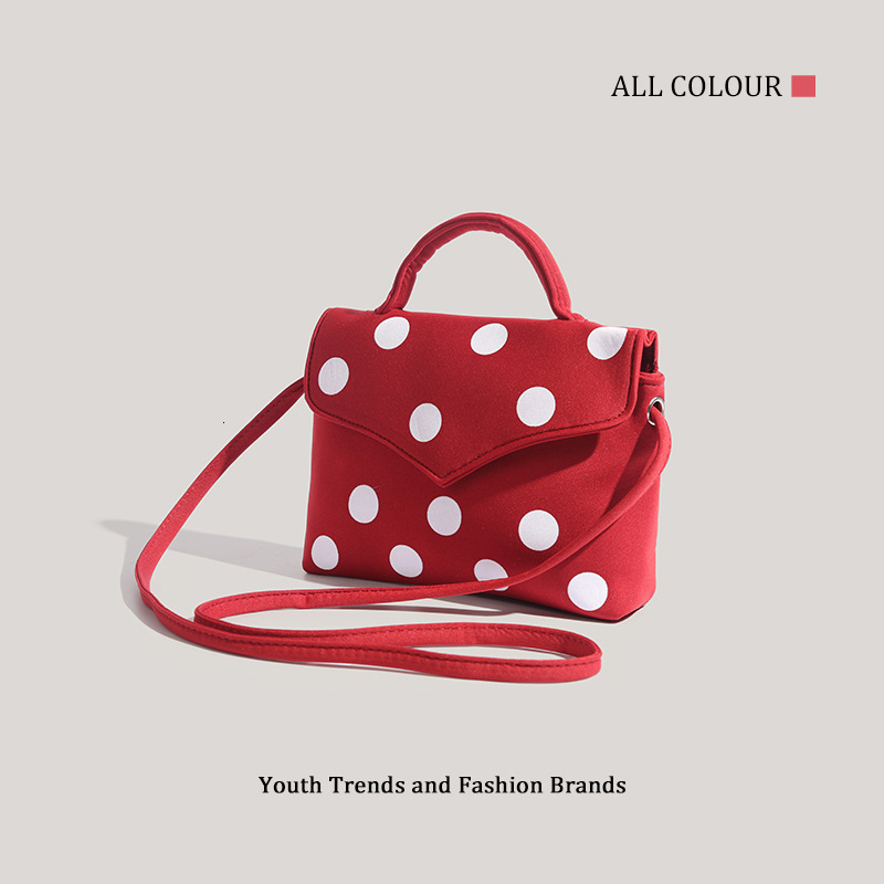 Red Polka Dot Handbag for Women 2025 Fashion Versatile Commuter Shoulder Crossbody Bag ddmymoon