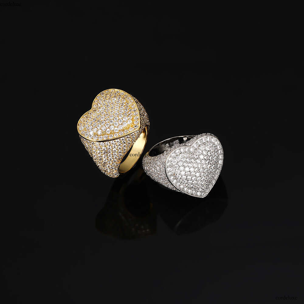 Hip Hop New Heart Zircon Ring Trendy Fashion Men's Jewelry