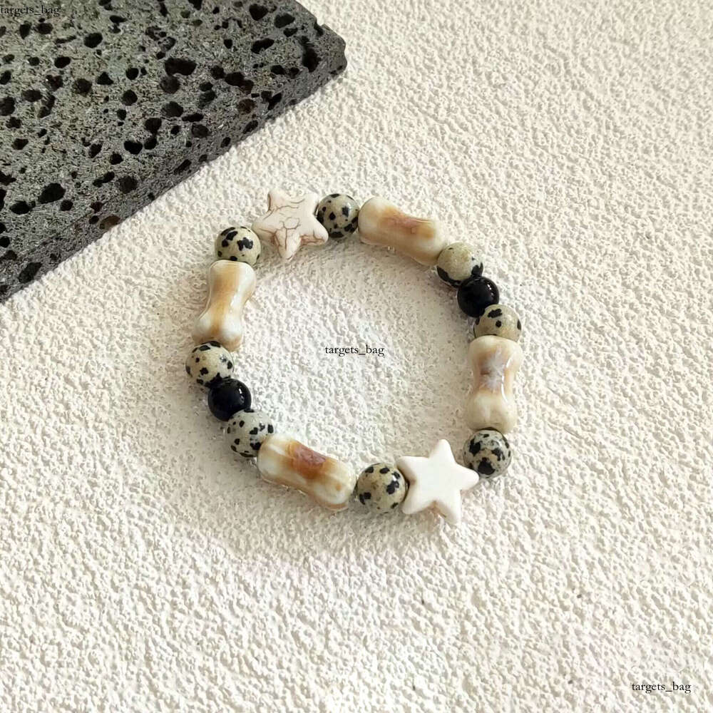 National New Chinese Handmade Woven Dog Bone Ceramic Bracelet for Women Ethnic Style Couple Niche Hand Jewelry