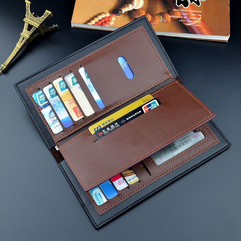 Men's Wallet Long Style Fashion Patchwork Color Luxury Bag Block Thin Soft Leather Wallet For Young Men Designer Bag With Multiple Card Slots Sui