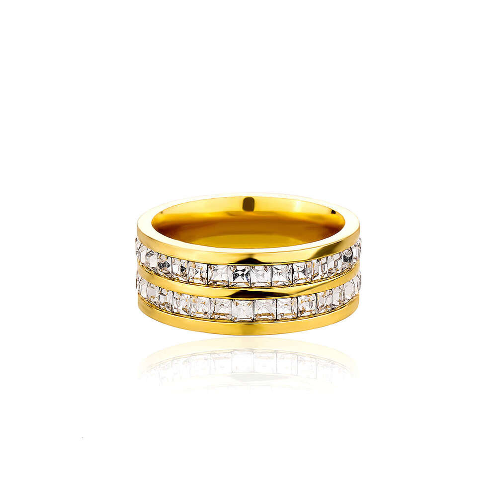 Square Zircon Titanium Inlaid Sterling Silver Couple Diamond Popular Ring