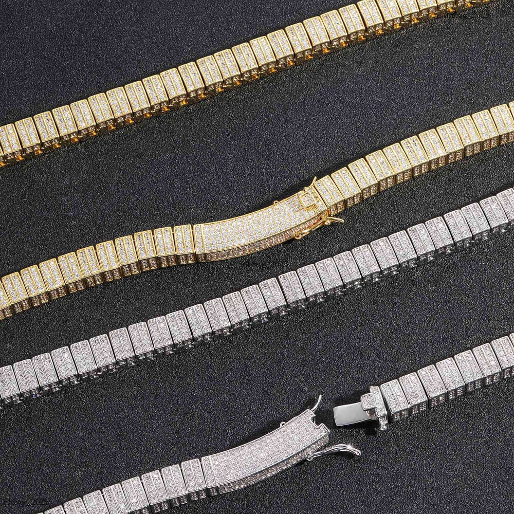 New 10mm Bamboo Hip Hop Necklace Micro Paved Moissanite chain Cuban Personality Trendy Brand Men's Clavicle Chain Accessory