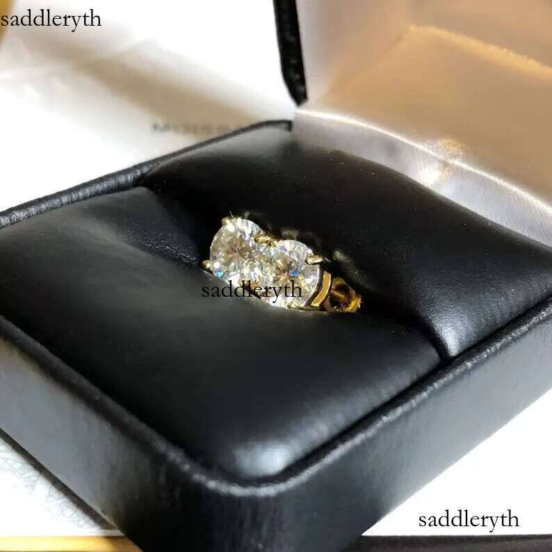 Daily wear 2TCW Round Cut Moissanite Birthday Gift for Her 10K Yellow Gold Stud Earrings f1 ac