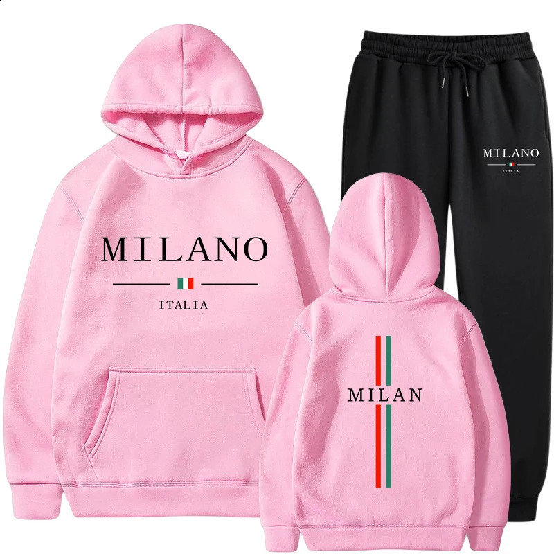 Milan Printing Mens Tracksuit Casual Sweatshirts for Men High Quality HoodiesSweatpants 2 Pcs Set s Jogging Streetwear 250809
