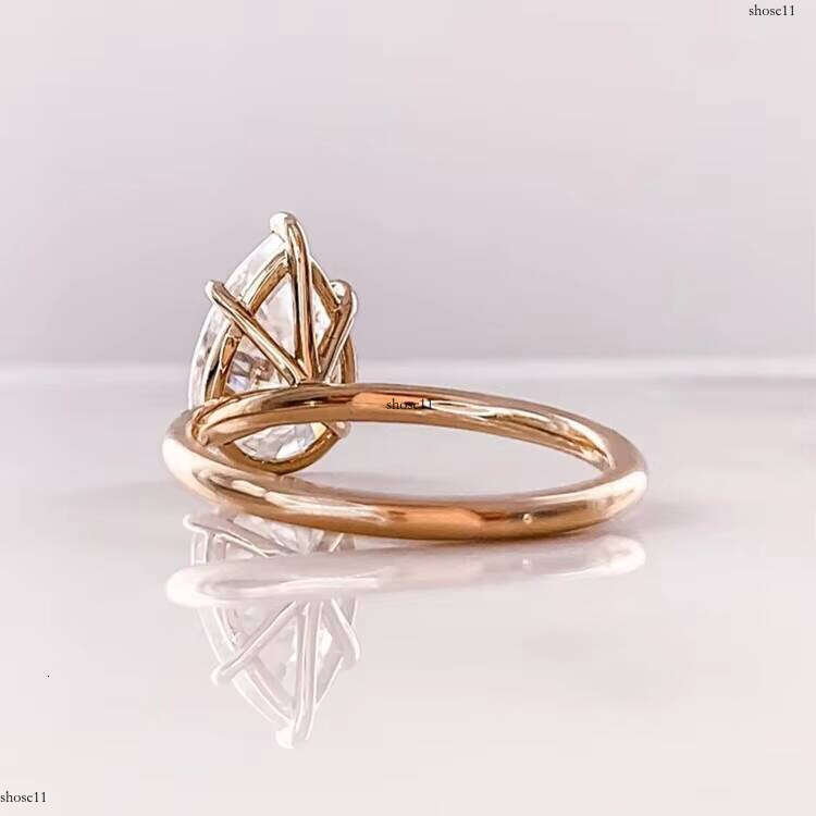Xingguang Pear Cut White Gold Lab CVD/ Moissanite Dia Ring for Women Engagement/Anniversary/Wedding Fine Jewelry