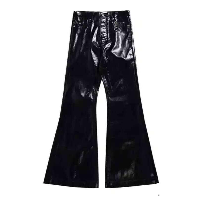 HKSH Spring Autumn Men's Tide Coated Denim Pants Dark Fashion Chic Punk Flared Jeans Loose Wide Leg Glossy Straight Niche HK3559