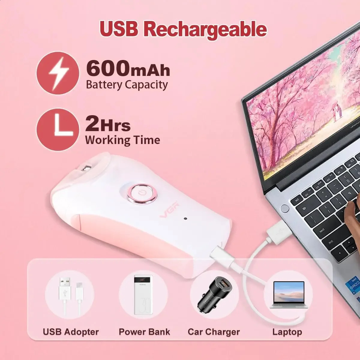 VGR Epilator Electric Leg Body Underarms Portable Hair Remover 2 Speed Adjustment Hair Removal Tool Epilator for Women V-705 250805