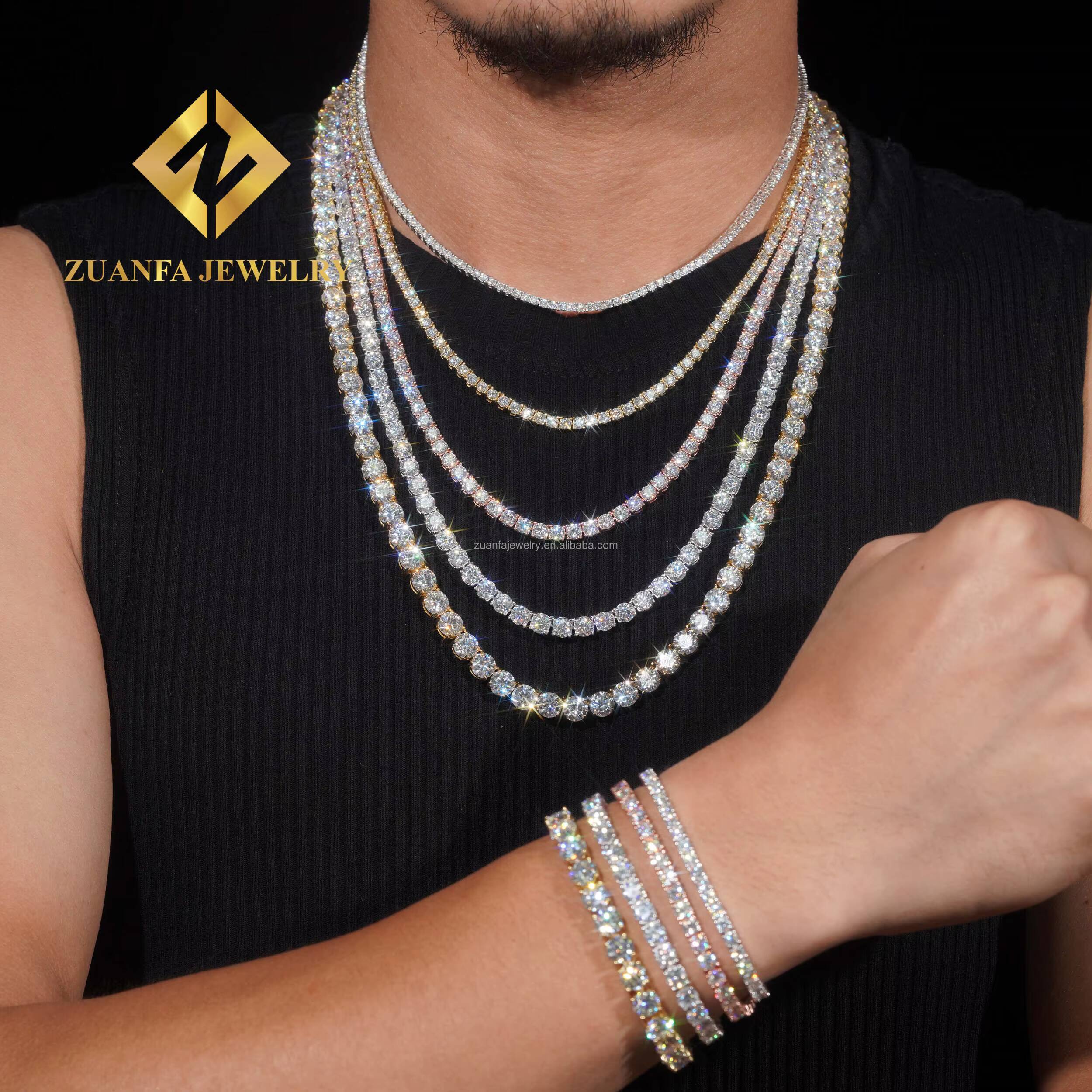 Hot Selling Stylish Popular Iced Out GRA Certificates 2mm 3mm 4mm 5mm 6.5mm VVS1 Moissanite Diamond Tennis Bracelets Men