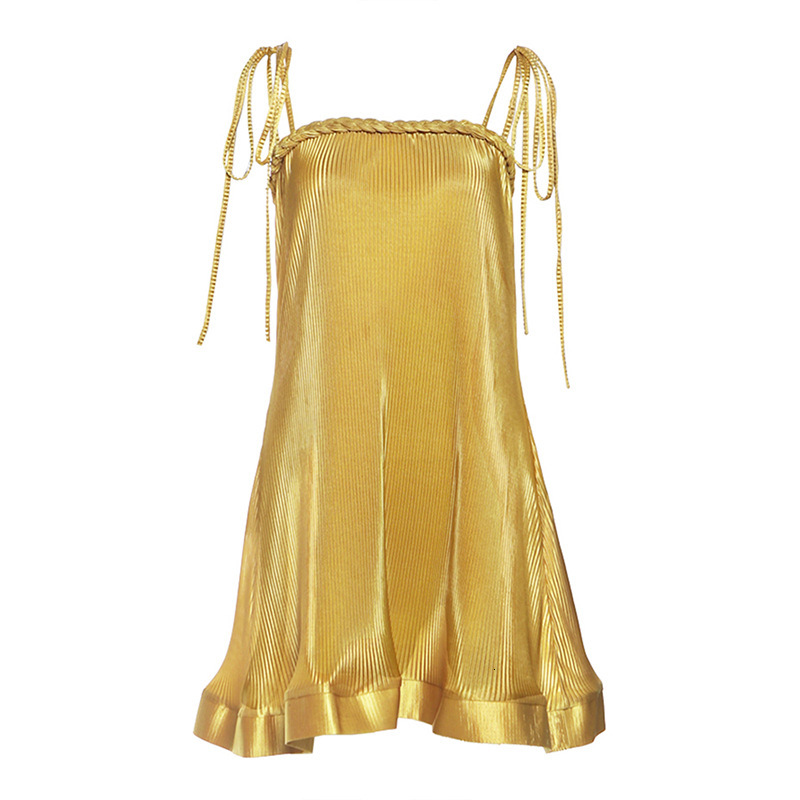 2025 Summer New Fashion Sexy Short Dress Solid Color Glossy Strap Dress for Women