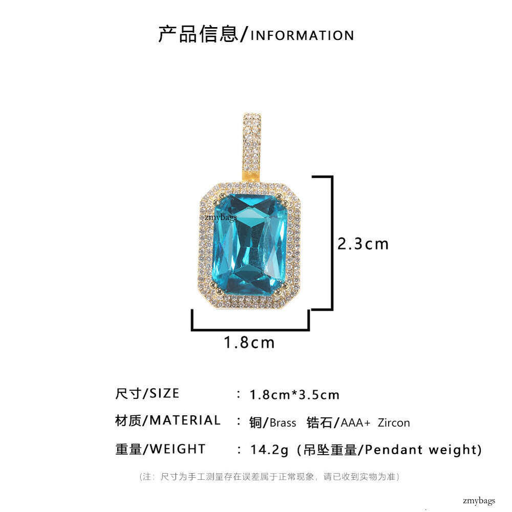 Hiisees Hip-Hop Niche Colorful Solid Square Personality Pendant Trendy Brand Necklace