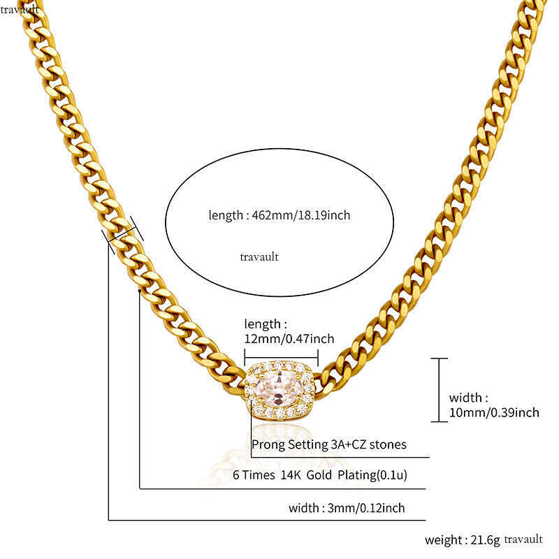 3MM Fashion Trendy Versatile Collarbone Jewelry Sterling Silver Cuban Chain Moissanite chain Necklace