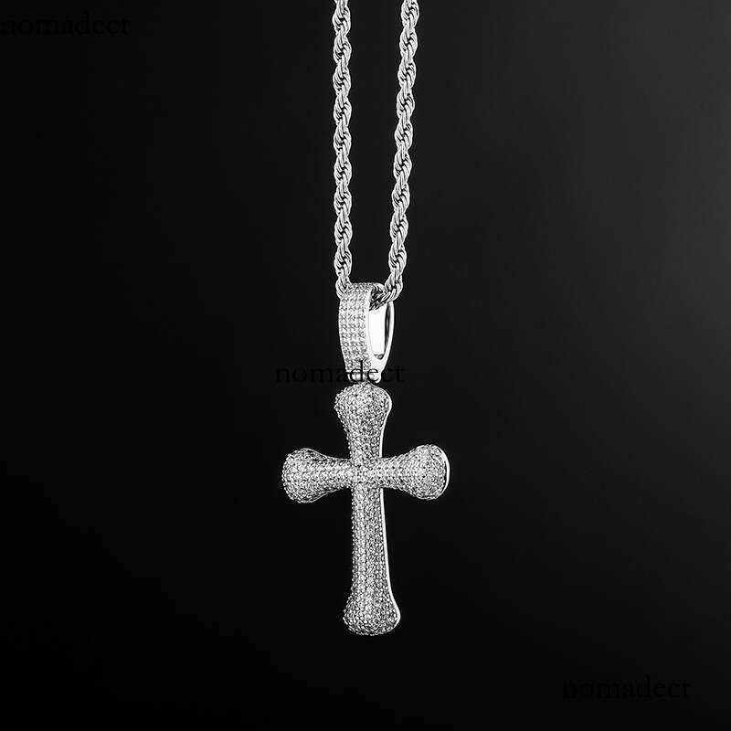 Hip Hop Full Moissanite chain Cross Pendant Necklace Unisex Trendy Fashion Accessory