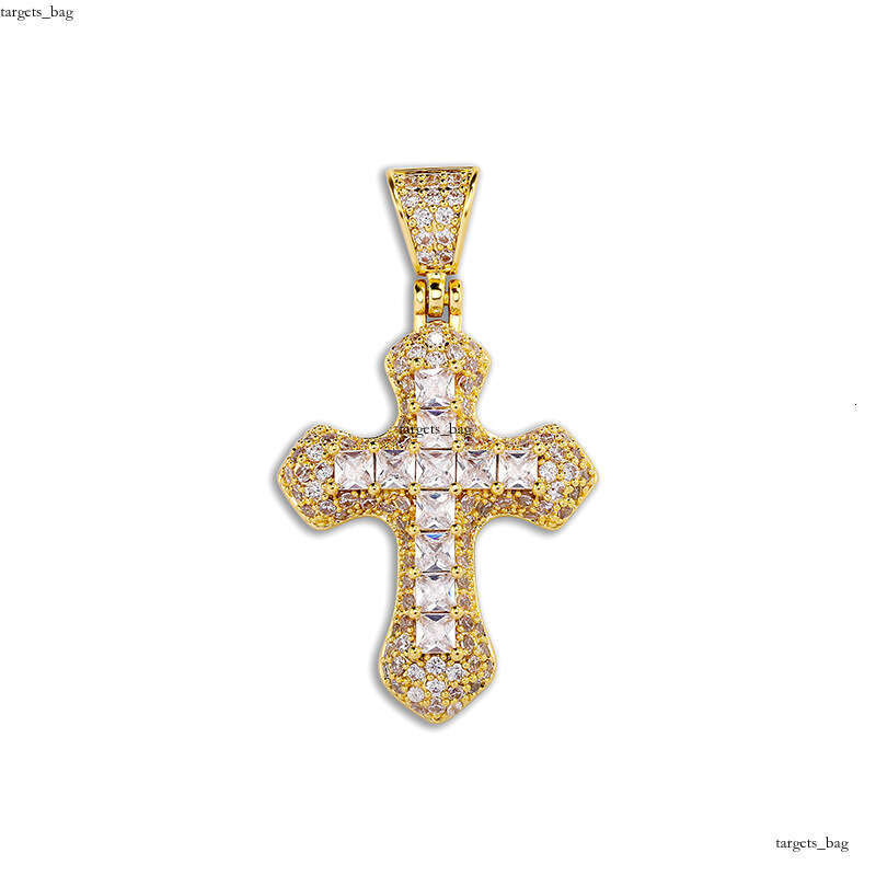 Hip Hop Blue Moissanite chain Cross Men's Necklace Fashion Versatile Sweater Chain Jewelry