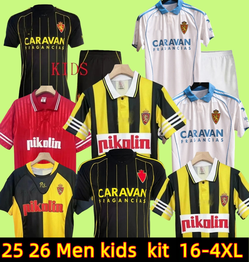 2025 2026 Real ZaragozaS FRAN GAMEZ Soccer jerseys kit ZAPATER25 26 home away JERSEY POMBO KAGAWA Football Maillots shirt GUTI JAVI ROS MEN L. SUAREZ kids 92 93 Retro