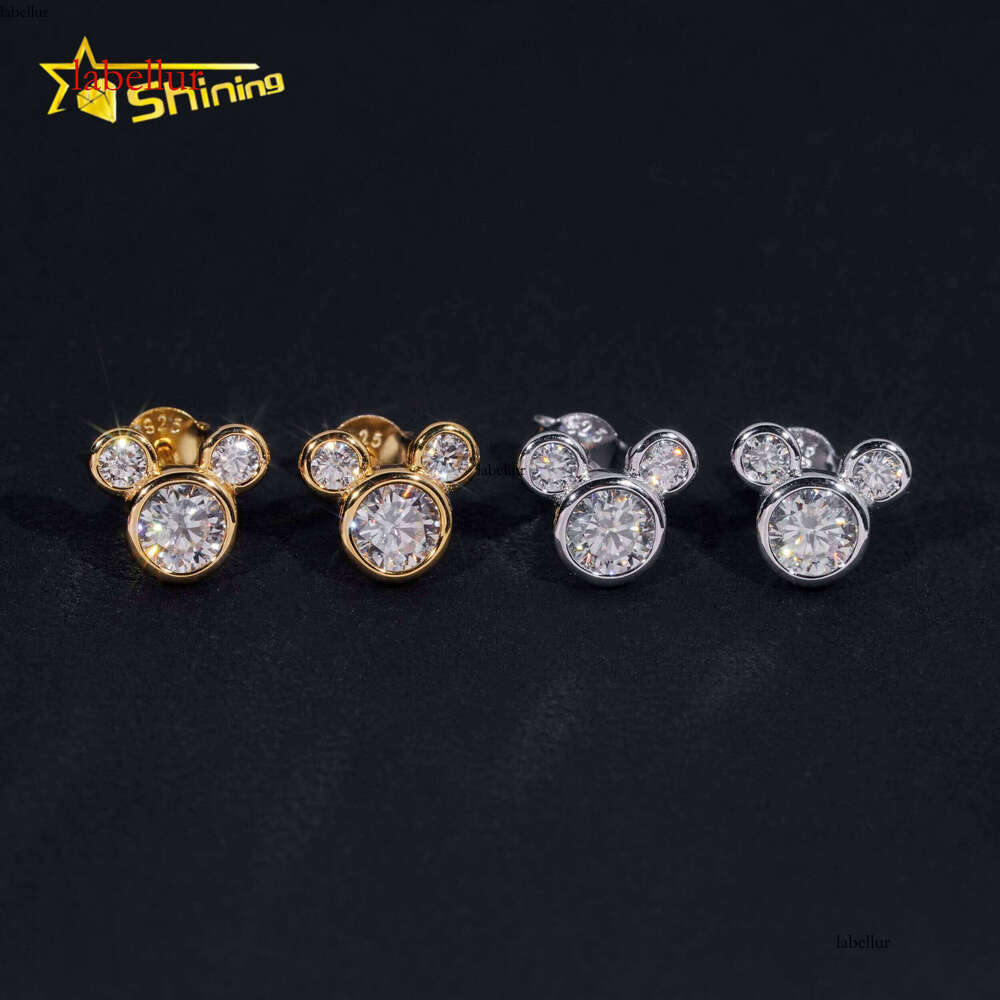 Hot Sale Cute Earring Fine Jewelry Gold Plated Sterling Sier Gra VVS Dia Moissanite Screw Back Stud Earrings