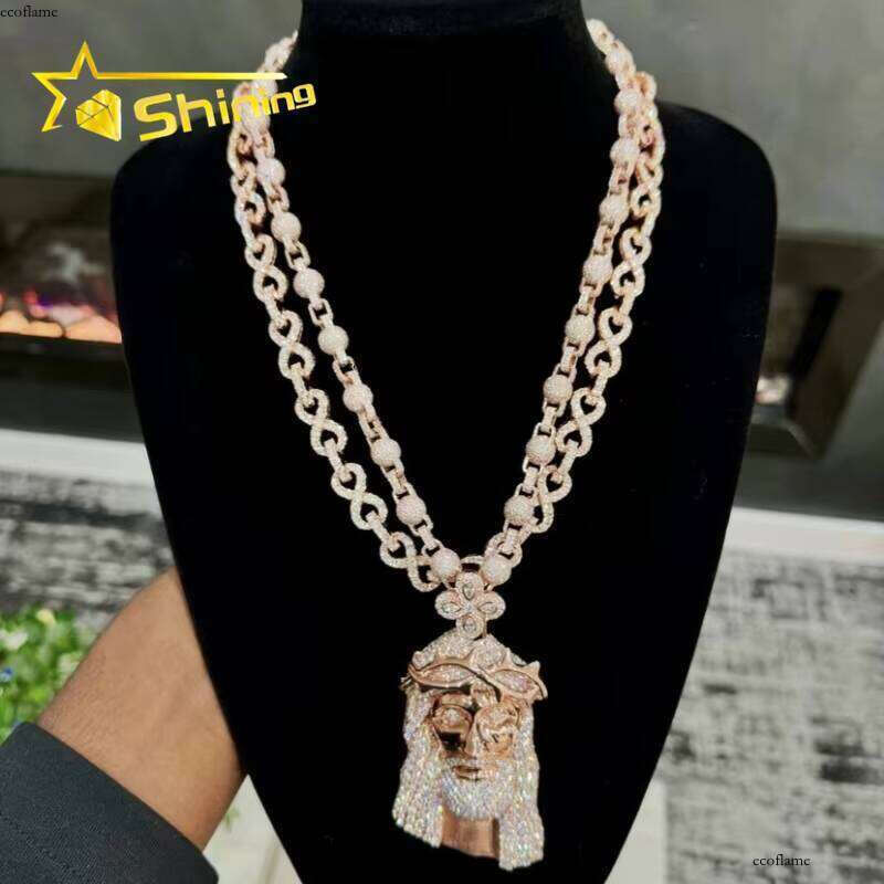 Fine Jewelry Sterling Sier Rose Gold Plated Hip Hop Jesus Pendant Custom Iced Out VVS Moissanite Dia Pendants