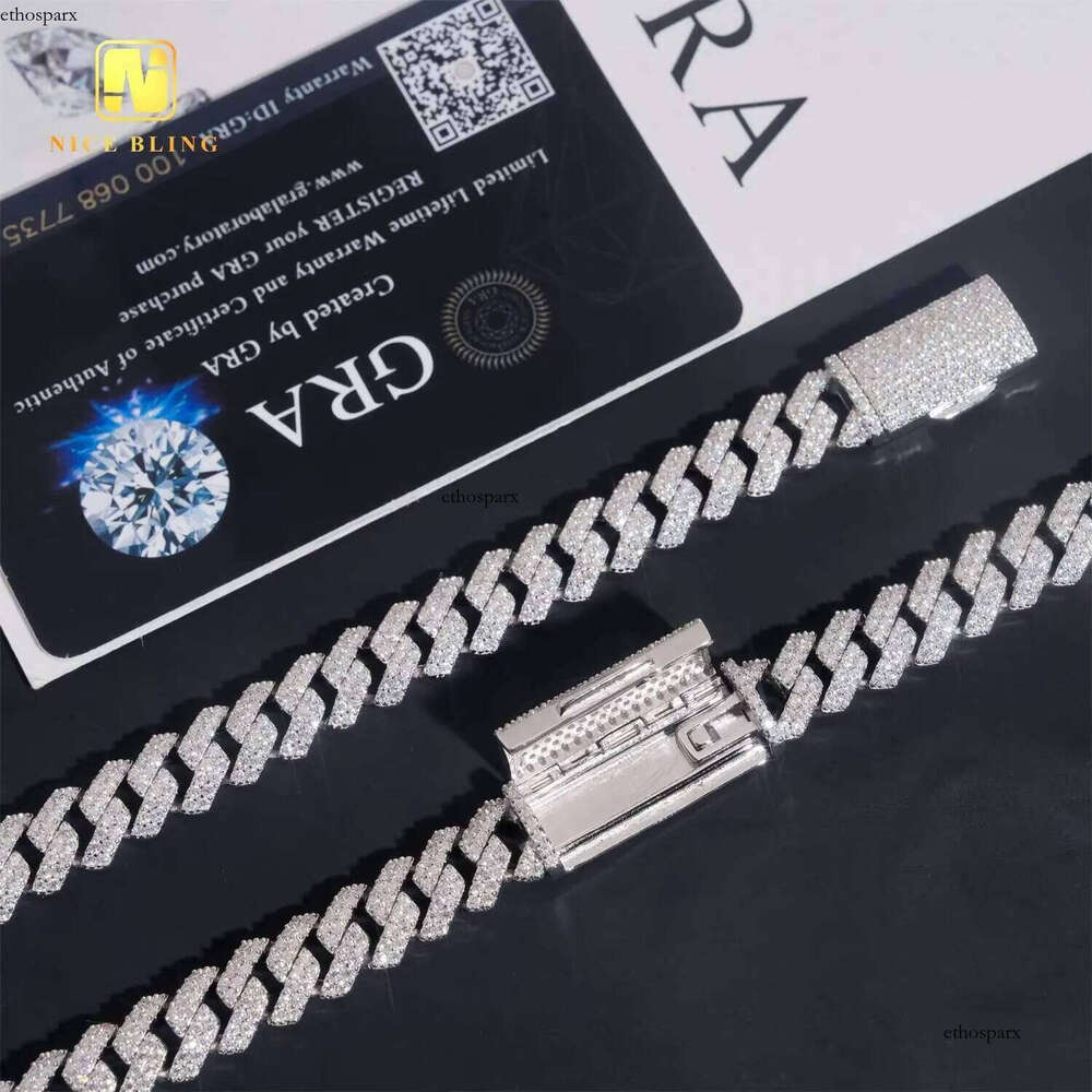 Sale Promotion 10mm Fine Iced Out Dia Cuban Link Chain Hip Hop Jewelry VVS Moissanite Bracelet Necklace for Men