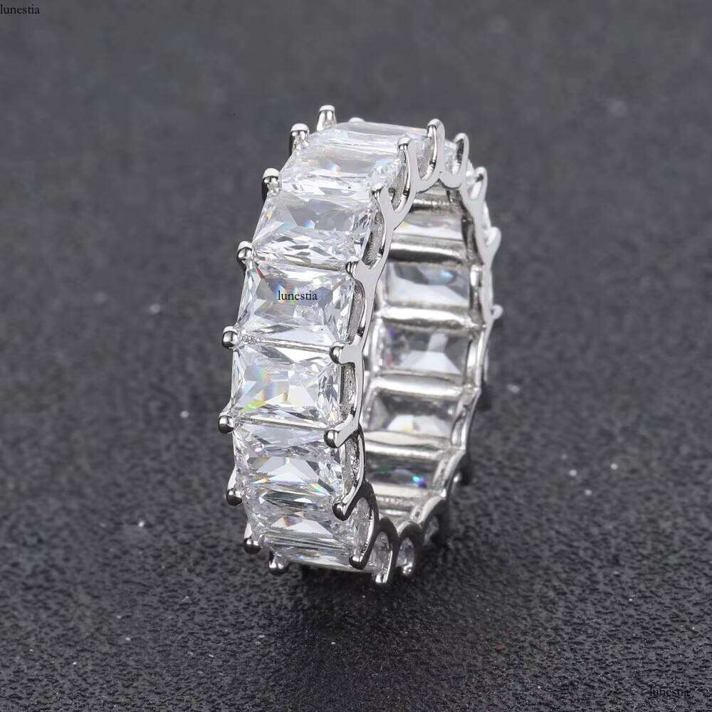 Nuoya Iced Out Dia Rings Women Gold Plated Copper Micro Pave Bling CZ Square Zircon Ring