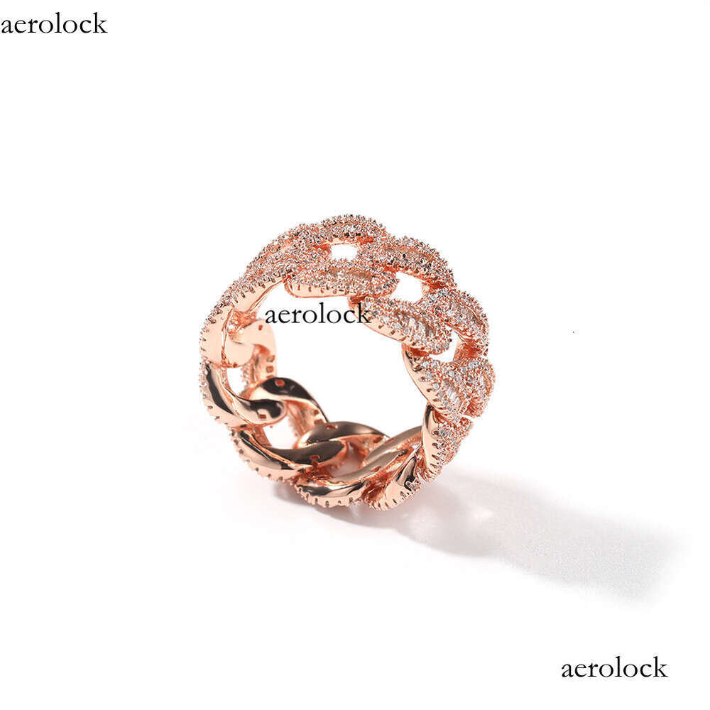 Sterling Silver Square Diamond Hip-Hop Fashion Street Niche Unisex Moon-Shaped Cuban Ring