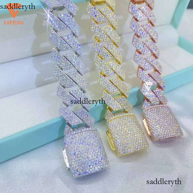 2024 New Design Fashion Jewelry Bracelets Bangles 20mm VVS Moissanite Bracelet S Iced Out Miami Cuban Link Chain f3