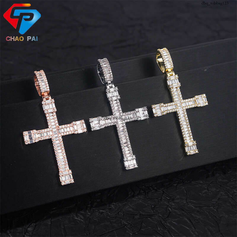 Personalized Micro Pave Moissanite chain Cross Hip Hop Jewelry Unisex Versatile Necklace Accessory